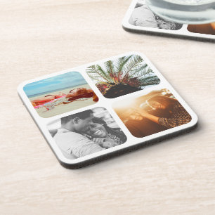 Coaster Set 4 Photo Template Grid Rounded Cork