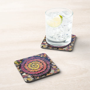 coaster set autumn leaves spiral nature landart