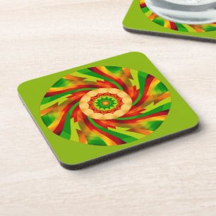 Coaster Set- Colour Twirl and Star Flower in Centr