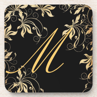 Coaster Set - Golden Elegance Monogram