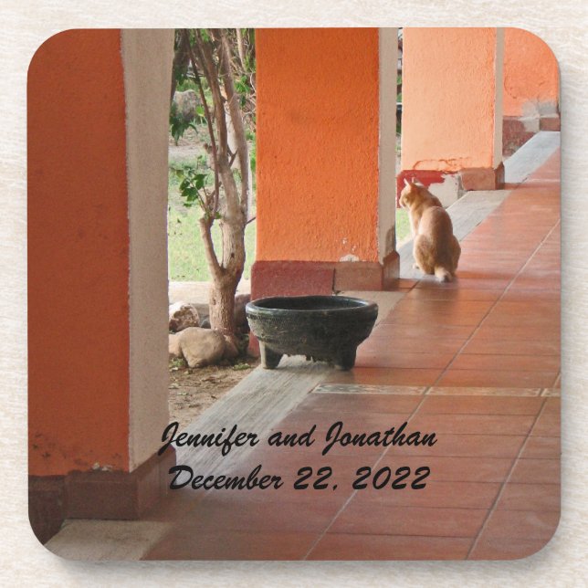 Coaster Set of 6, El Gato, Personalised (Front)