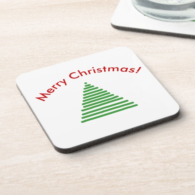 Coaster Set - Xmas Tree with Curved Text (Left Side)