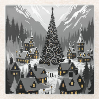 Coaster Silhouette Snowy Scene