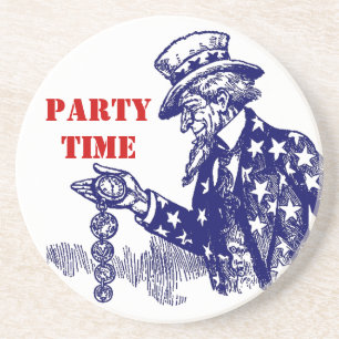 Coaster Uncle Sam w/ Pocket Watch Fob "party time"