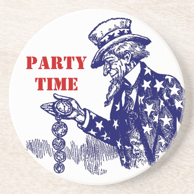 Coaster Uncle Sam w/ Pocket Watch Fob "party time" (Front)