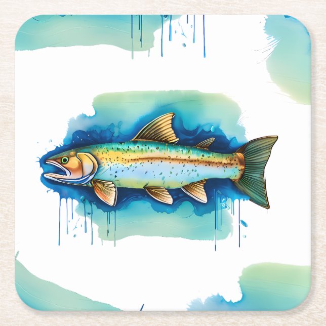 Coaster - Watercolor Series: Trout/Salmon (Front)