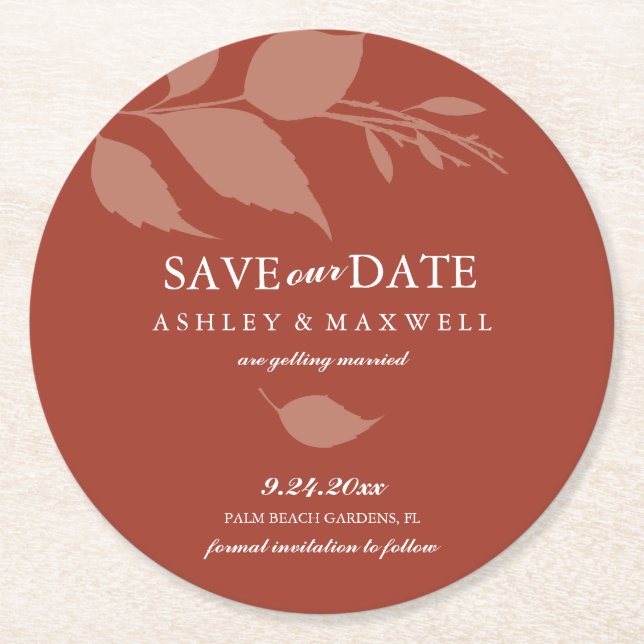 Coaster Wedding Save The Date Terracotta (Front)
