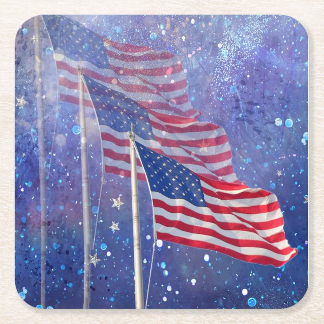 Coaster with 3 Flags and Stars (Front)