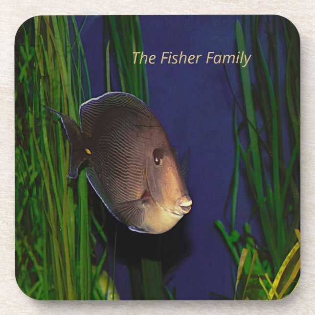 Coaster With a Fish Design and Sea Grass (Front)