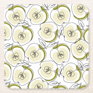 Coaster with apple drawn.