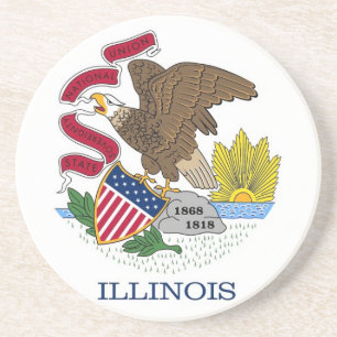 Coaster with Flag of Illinois, USA
