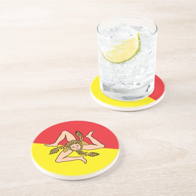 Coaster with Flag of Sicily, Italy (Side)