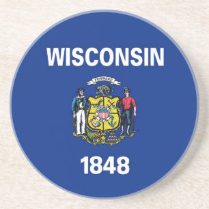 Coaster with Flag of the Wisconsin, USA