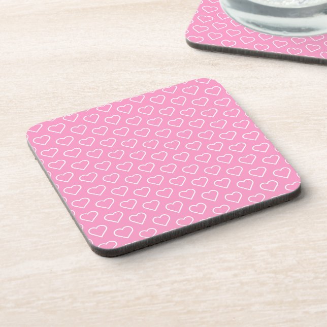 Coaster with Hearts Custom Colours - Pink (Left Side)