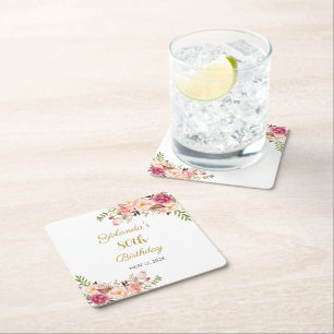 Coasters Adult 80th Birthday Floral Birthday Party