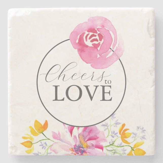 Coasters Cheers Pink Floral Wedding Theme (Front)
