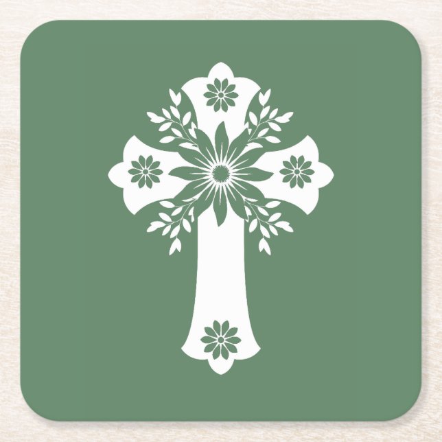 Coasters Floral Cross Fern Green (Front)