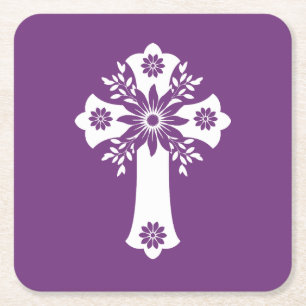 Coasters Floral Cross Sweet Plum