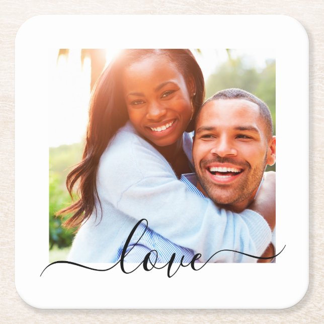 Coasters Love Text Photo White (Front)
