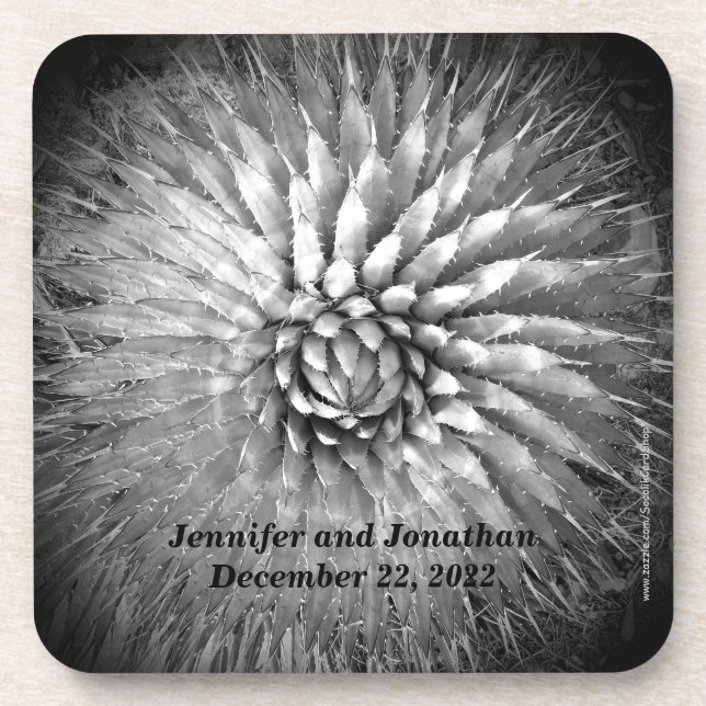 Coasters Set of 6 Agave Spikes Personalised B&W (Front)