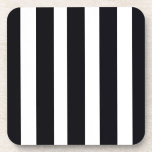 COASTERS (Set of 6) Elegant Black & White Stripes
