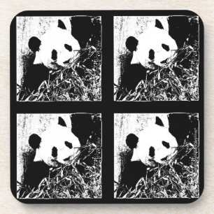 Coasters, Set of 6, Giant Panda Black & White Coaster