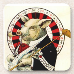 Coasters Vintage Gambler Gambling Roulette Pig