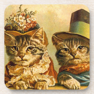 Coasters Vintage Victorian Party Cats Kittens