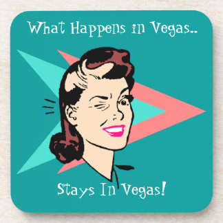 Coasters Vintage Winking Wink Gal Fun Vegas Humour