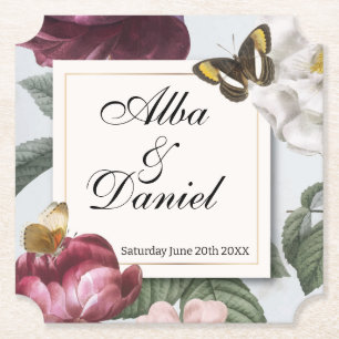 Coasters Wedding Bloom Floral Flower Butterfly