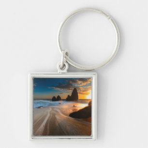 Coastline At Sunset Northern California Key Ring