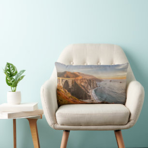 Coastline Bixby Bridge, Big Sur California Lumbar Cushion