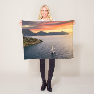 Coastline   Bodrum, Turkey Fleece Blanket