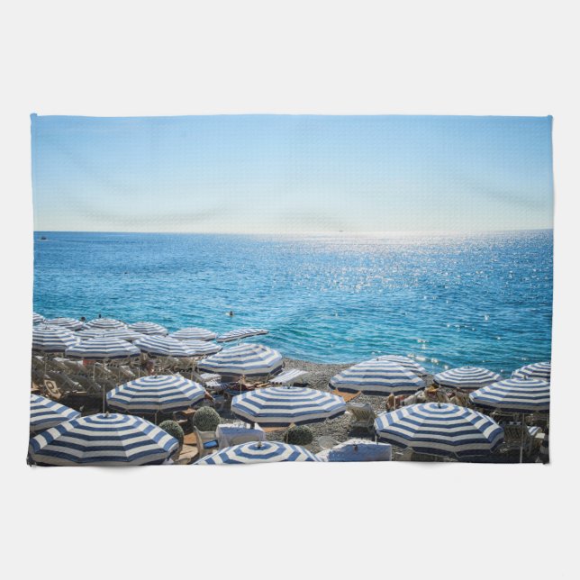 Coastline | French Riviera, Nice France Tea Towel (Horizontal)