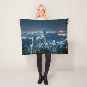 Coastline Hong Kong Island, Asia Fleece Blanket