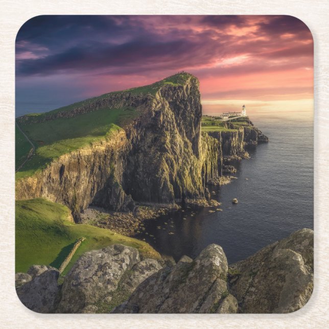 Coastline | Isle of Skye, Scotland Square Paper Coaster (Front)