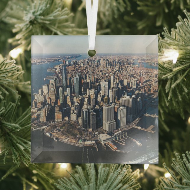Coastline | Manhattan, New York City Glass Tree Decoration (Insitu)