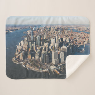 Coastline   Manhattan, New York City Sherpa Blanket
