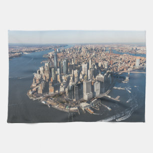 Coastline Manhattan, New York City Tea Towel