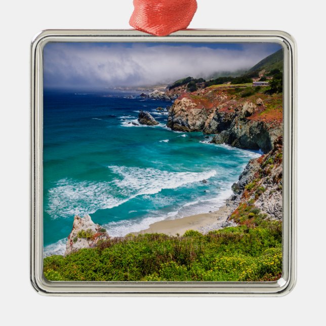 Coastline Of Big Sur, California Metal Tree Decoration (Front)