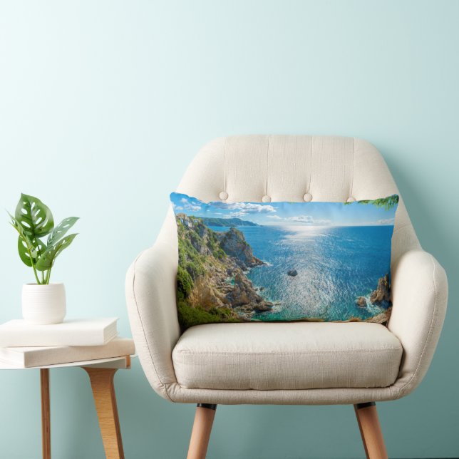 Coastline | Palaiokastritsa, Corfu, Greece Lumbar Cushion (Chair)