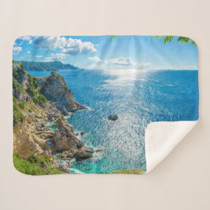 Coastline   Palaiokastritsa, Corfu, Greece Sherpa Blanket