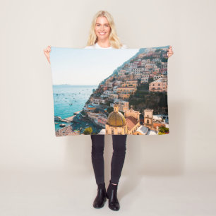 Coastline   Positano Italy, Cliffside Village Fleece Blanket