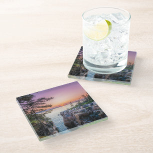 Coastline Ravens Nest Acadia National Park Maine Glass Coaster