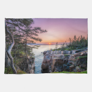 Coastline Ravens Nest Acadia National Park Maine Tea Towel