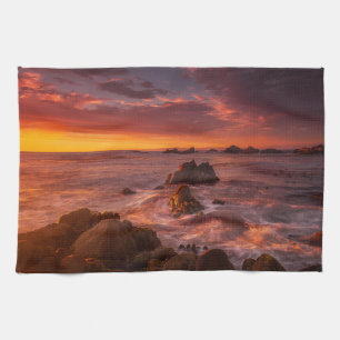 Coastline Sunset Pacific Grove Carmel California Tea Towel