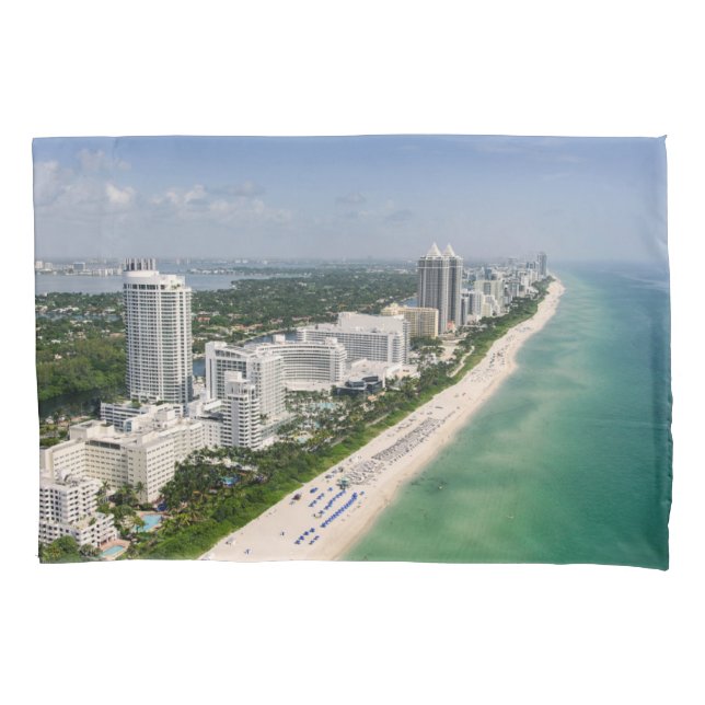 Coastline | Urban Beach, Miami, Florida Pillowcase (Front)