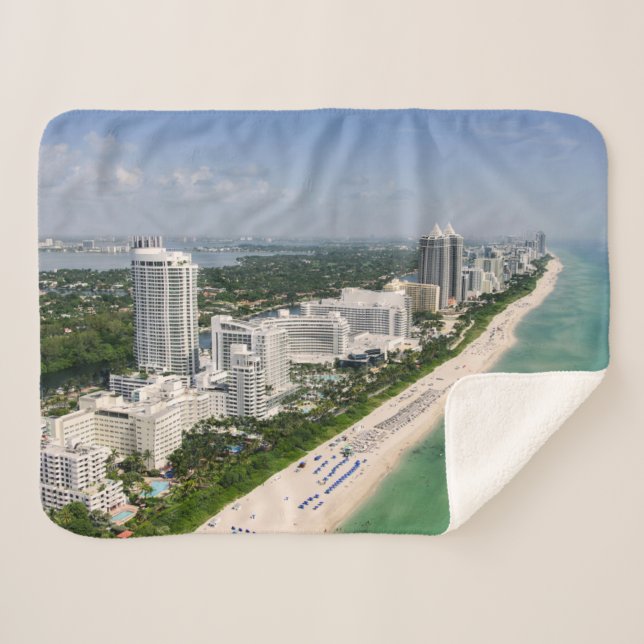 Coastline | Urban Beach, Miami, Florida Sherpa Blanket (Front (Horizontal))