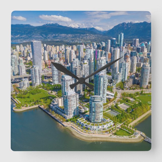 Coastline | Vancouver, British Columbia, Canada Square Wall Clock (Front)