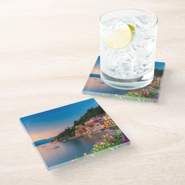 Coastline | Varenna, Lombardy, Italy Glass Coaster (Angled)